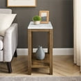 thumbnail image 5 of Home Square Narrow End Table in Faux White Marble & Natural Walnut - Set of 2, 5 of 5