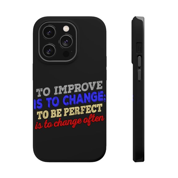 DistinctInk Tough Case for Apple iPhone 15 PRO (6.1" Screen), Compatible with MagSafe Charging - Improve To Change Perfect Change Often