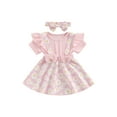 thumbnail image 1 of Gupgi Robe Marguerite pour Tout-Petit Bébé Fille, Côtelée, à Volants, Manches Courtes, Patchwork, avec Bandeau, 1 of 9
