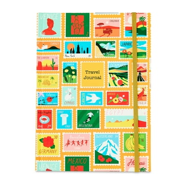 Pen+Gear Hard Cover Fashion Journal, Postage Stamps, 8.5" x 6", 200 Ruled Pages