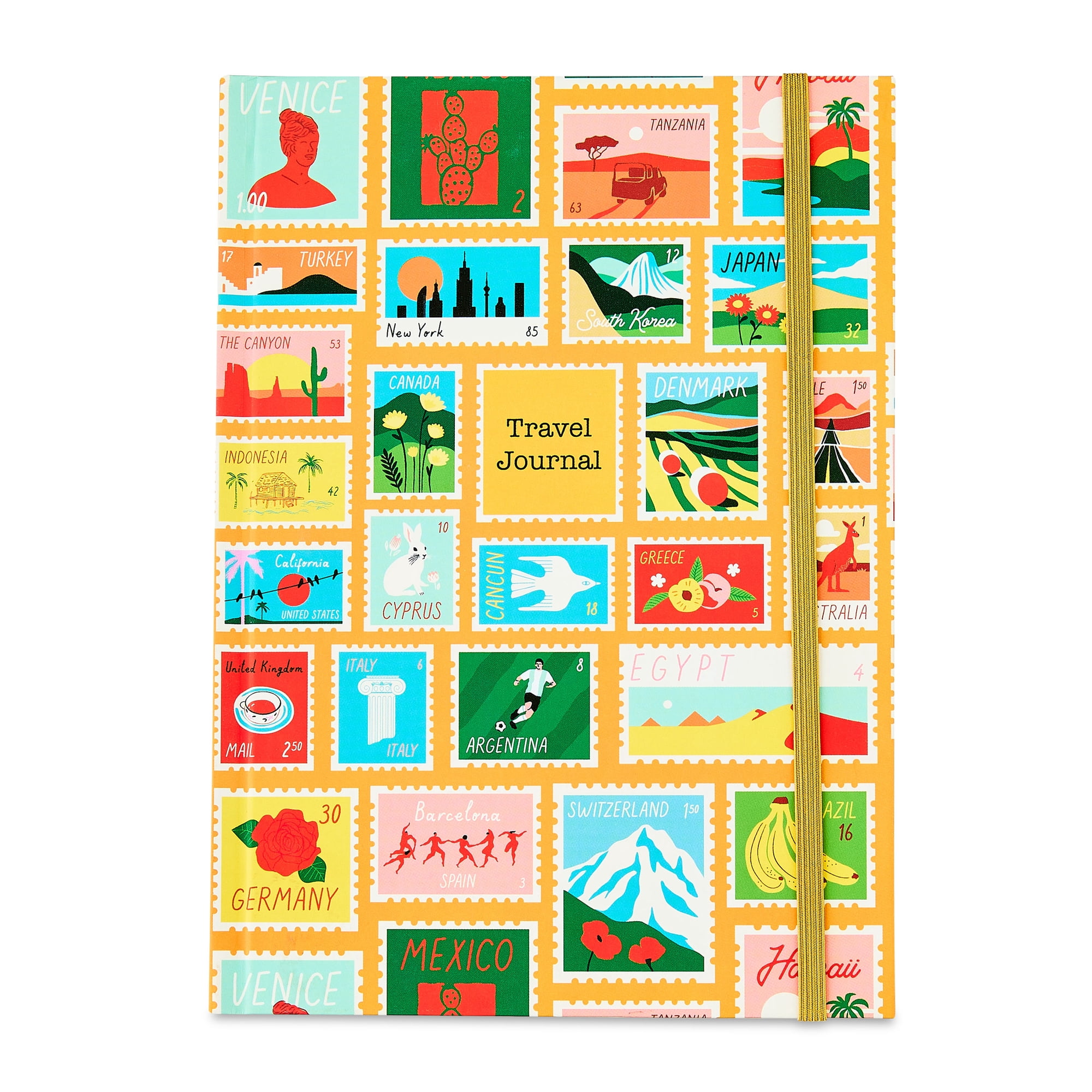 Pen+Gear Hard Cover Fashion Journal, Postage Stamps, 8.5 in x 6 in, 200 Ruled Pages