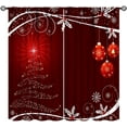 thumbnail image 3 of 2Pcs Christmas Curtains, Blue Christmas Background with Branches Ribbons Snowflakes Xmas Theme Blackout Rod Pocket Window Drapes for Living Room Bedroom Kitchen Party Decor, 3 of 5