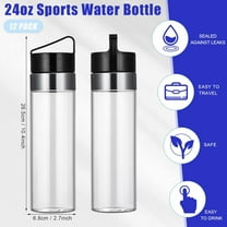 12 Pack Plastic Sports Bottles with Spill Proof Lids Reusable Clear 24 oz Water Bottle Bulk for Outdoor Activity Hike Camping Cycling