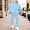 thumbnail image 4 of GiLiling Boys Girls School Sweatsuits Set, Athletic 2-Piece Outfit, Preppy Hoodie and Sweatpants, Plain Tracksuit Clothing Sets (Light Blue, 11-12 Years), 4 of 6