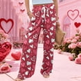 thumbnail image 4 of LWavelet Soft Fabric Heart Pattern Wide Leg Pants Women Valentine's Day Daily Wear Red M, 4 of 6