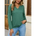 thumbnail image 2 of Womens Long Sleeve T-Shirts Casual V Neck Loose Fit Shirts 2025 Fall Lightweight Basic Tees, 2 of 6