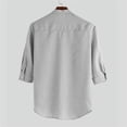 thumbnail image 4 of Birdeem Chemise Décontractée à Manches Mi-Longues en Lin Col Montant pour Hommes, 4 of 12