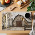 thumbnail image 2 of Farmhouse Wood Barn Placemats Set of 2, Vintage Country Rustic Farm Cabin Washable Wipeable Table Mats for Dining Tables, Indoor Outdoor Kitchen Place Mats for Holiday Party Table Decor, 2 of 9
