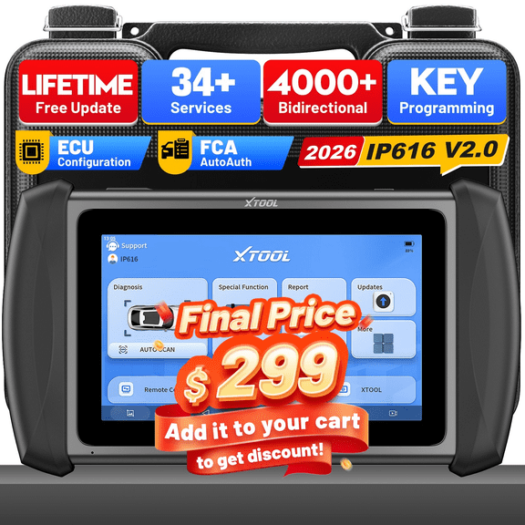 XTOOL IP616 V2.0 Bidirectional Scan Tool with Lifetime Free Updates, AI-Assisted Full System OBD2 Scanner Diagnostic Tool with 34  Reset Services
