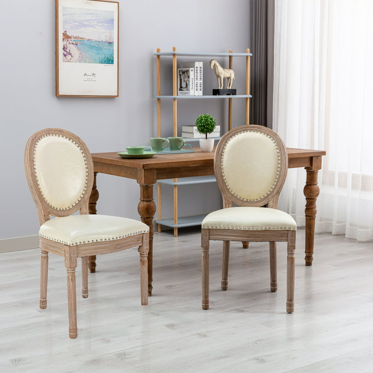 French Country Dining Chairs Set of 2, BTMWAY Contemporary Armless  Upholstered Dining Chairs, King Louis Back Side Support Dining Room Chairs,  Solid Wood Frame, Cushioned Seat, Black, N387 