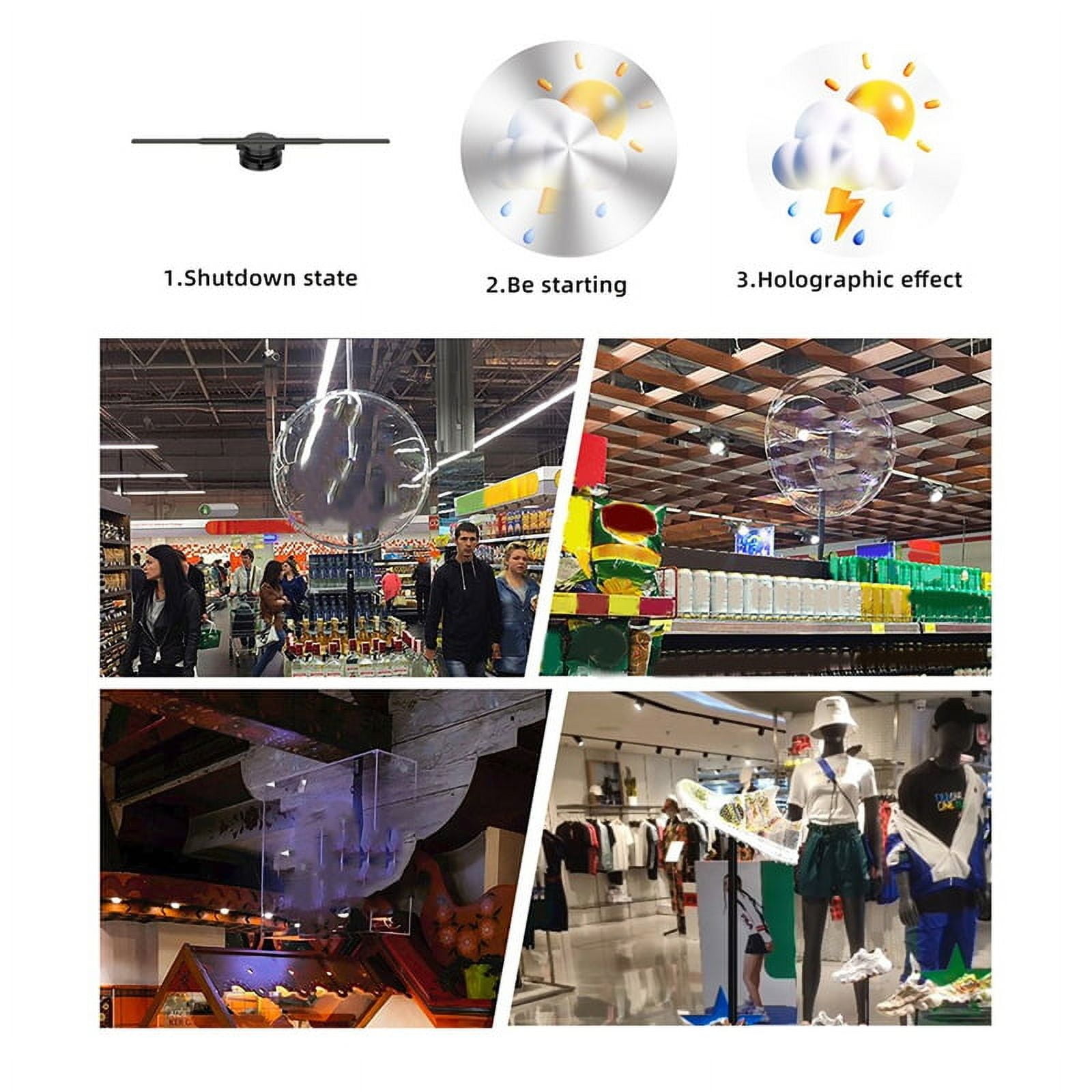 PD42 3D Hologram Projector, Wall-mounted Advertising Machine, 244pcs LED, HD Eye Visuals Advertising Display US PLUG