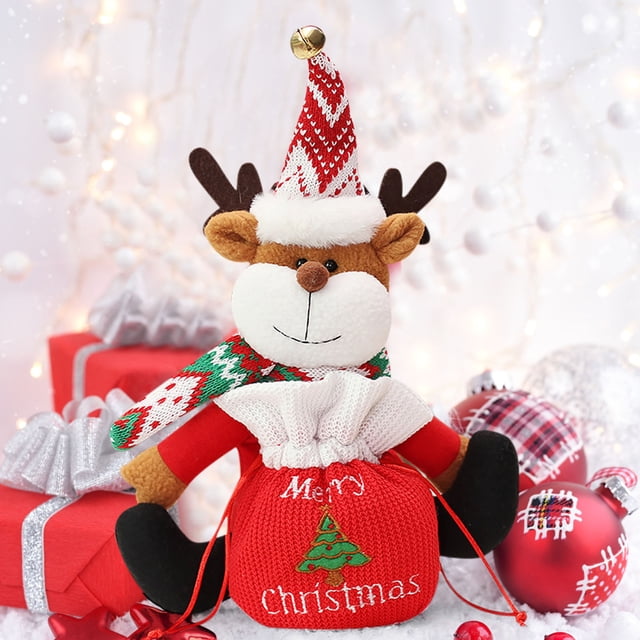 Xihbxyly Bolsa de Regalo Navideña, Decoración de Papá Noel, Bolsa de Almacenamiento de Muñeco de Nieve, Portátil para Regalos de Fiesta, para Colgar En La Pared o En El Árbol, Perfecta para Celebraci