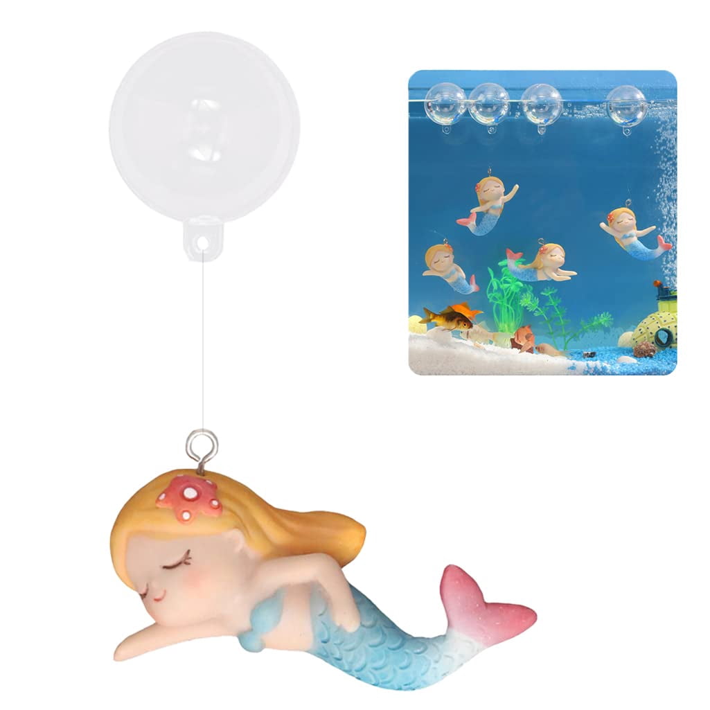 PAPIEEED Floating Mermaid Fish Tank Decor, Cartoon Aquarium Decorations