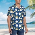 thumbnail image 2 of KLL Men's Hawaiian Shirt Short Sleeve Button Down Beach Shirts-Star Penguin, 2 of 5