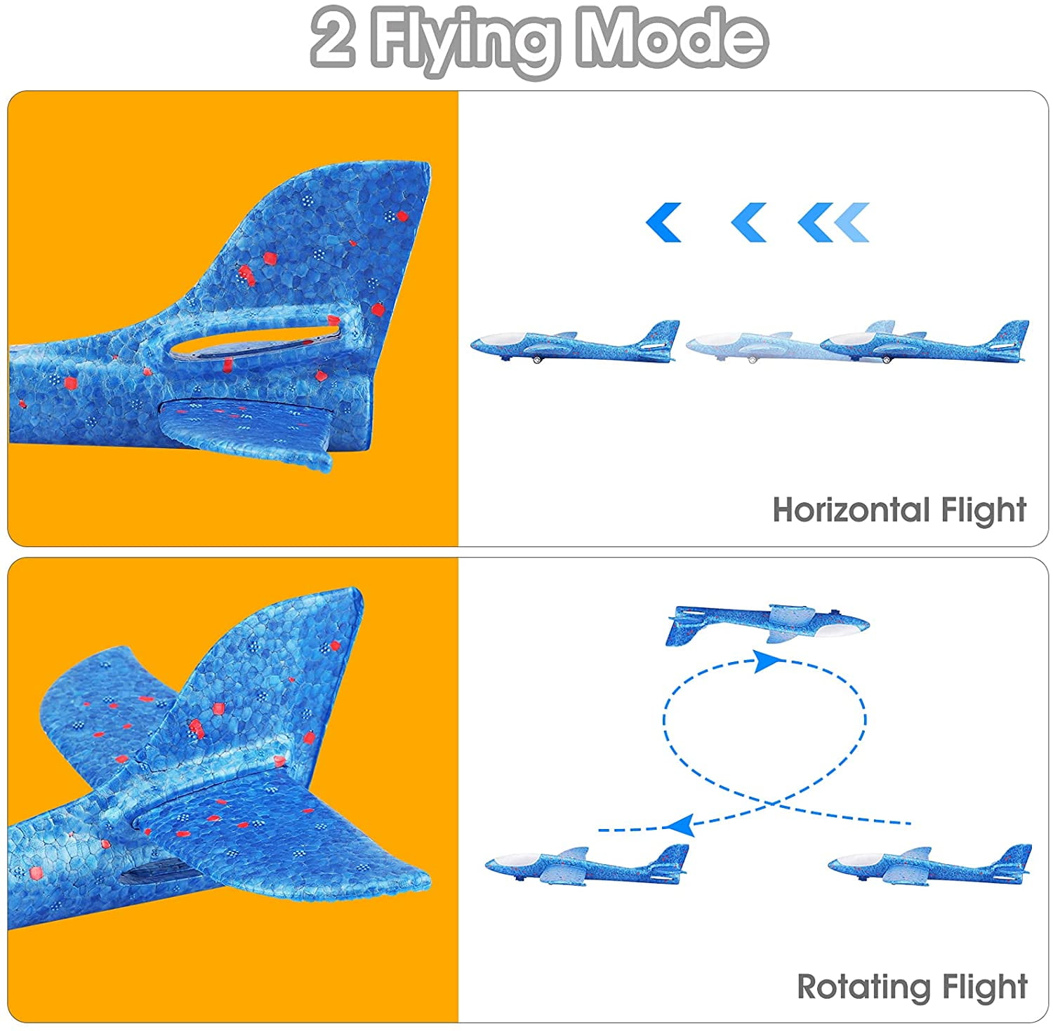 Allaugh 2 Pack  Airplane Toy with Launcher, Cool LED Light Foam Glider Planes Outdoor Toys Yard Games for Kids Ages 4-12 Y Xmas Gifts