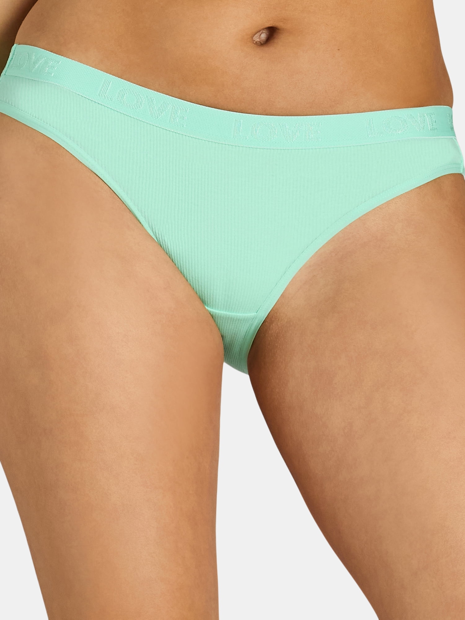 No Boundaries Women's Stretch Ribbed Bikini, Underwear 5 Pack XS-XXXL