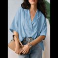 thumbnail image 4 of Blusa Informal Elegante para Mujer, de Negocios, de Corta, con Cuello en V y Tapeta, Camisa de Trabajo Azul M, 4 of 8