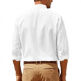 thumbnail image 4 of Camisa de y Algodón para Hombre, de Larga, Sin Cuello, Informal, con Botones, Transpirable, para Playa. L, 4 of 5