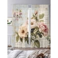 thumbnail image 3 of Vintage Pink Floral Sheer Curtains 96 Inch Length 2 Panels Set, Spring Botanical Oil Painting Voile Window Treatment Semi Sheer Long Curtains Drapes for Bedroom/Living Room/Kitchen 52"x96"x2, 3 of 7