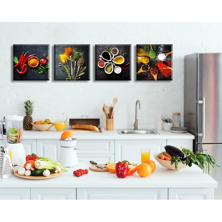 3 panels condiments in the kitchen wall art canvas... Wall Artwork For Kitchen
