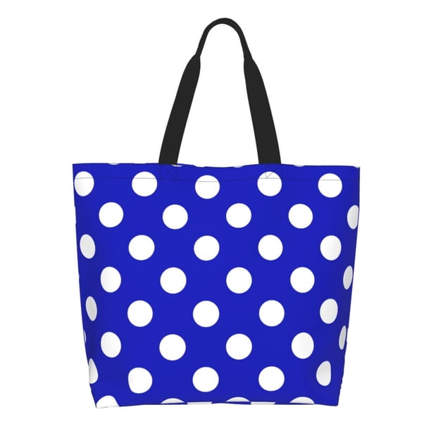 Easygdp Blue And White Polka Dot Bolsas Tote para Mujer, Bolsos de Hombro para Viaje, Bolsos de Mano de Gran Capacidad para Compras y Trabajo