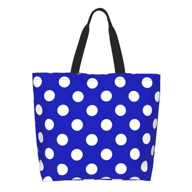 Easygdp Blue And White Polka Dot Bolsas Tote para Mujer, Bolsos de Hombro para Viaje, Bolsos de Mano de Gran Capacidad para Compras y Trabajo