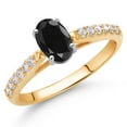thumbnail image 2 of Gem Stone King 10K Two Tone Gold Black Sapphire and White Lab Grown Diamond Engagement Ring for Women (1.28 Cttw, Gemstone September Birthstone, Oval 7X5MM, Size 7), 2 of 4