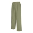 thumbnail image 5 of Nestiefly Mens Linen Casual Dress Pants Old Wide Leg Baggy Pleated Slacks Elastic Waist Work Vacation Trousers Army Green M, 5 of 7