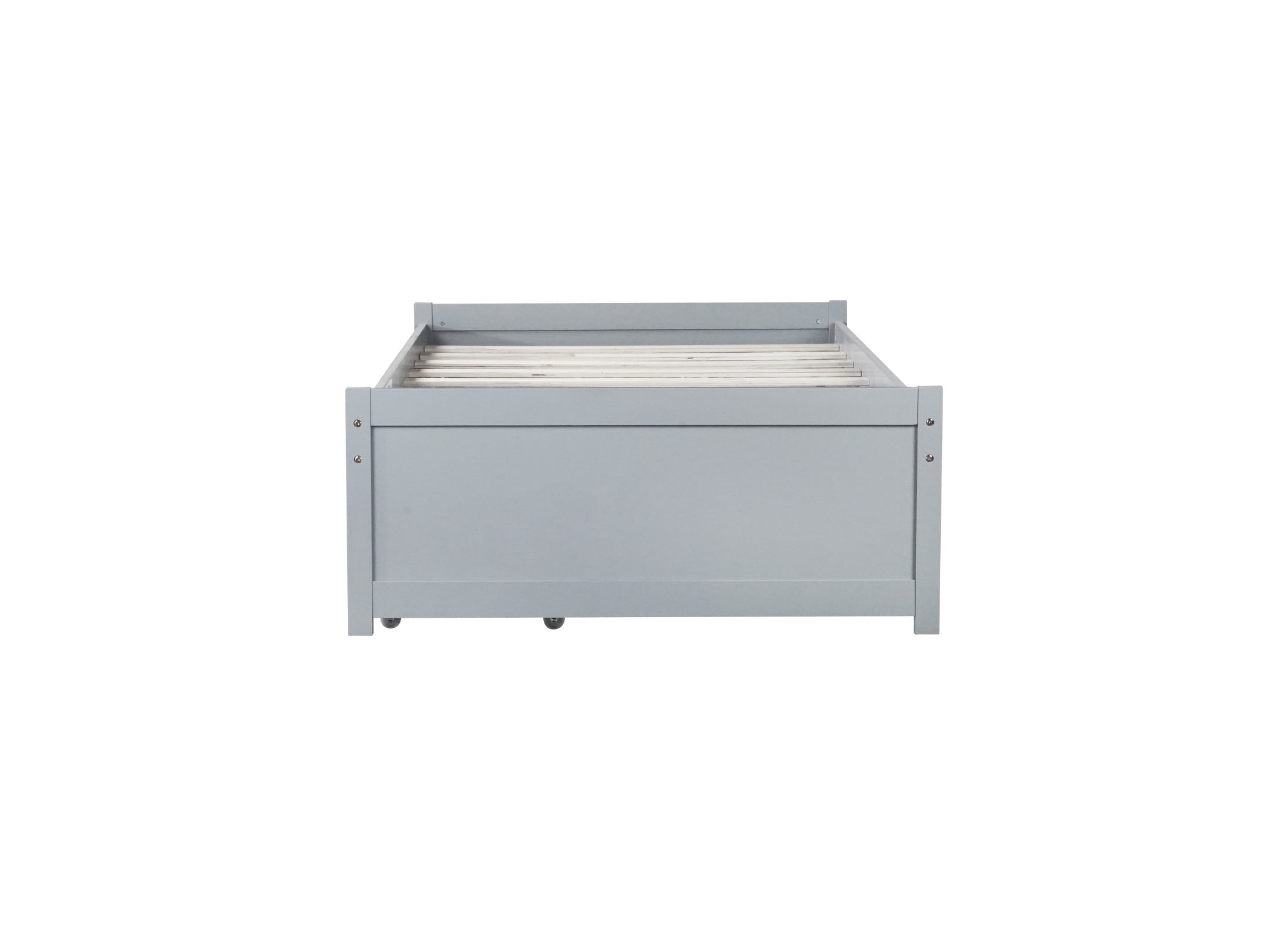 Noble House Opal Twin Bed with Integrated Storage Drawers, Solid Rubber Wood Platform Bed Frame, Gray