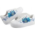 thumbnail image 4 of JABASIC Women Platform Sneakers Lace-up Floral Print Fashion Walking Shoes (9,Blue Flower), 4 of 5