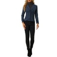 thumbnail image 2 of INSPIRE CHIC Women's Faux Suede Button up Casual Open Front Drawstring Long Sleeve Blazer L Dark Blue, 2 of 5