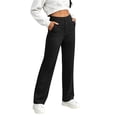 thumbnail image 2 of ClodeEU Women's High Waist Straight Leg Pants, Solid Color Casual Pant for Daily Streetwear ,Women's Plus S, 2 of 7
