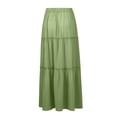 thumbnail image 6 of Women Long Skirt Fashion Solid Color Long Skirts Elastic Waist Faldas Loose Casual High Waist Saia Versatile Half-Body Dress, 6 of 8