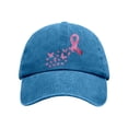thumbnail image 3 of bravefron Cancer Awareness Baseball Cap, Washed Distressed Vintage Style with Embroidered Pink Ribbon, Adjustable Cotton Hat for Women Men, 3 of 5