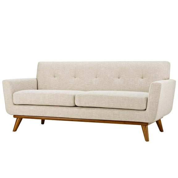 Modern Contemporary Urban Design Living Room Lounge Club Lobby Loveseat Sofa, Fabric, Beige