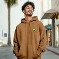 thumbnail image 4 of Dalix Alien Embroidery Washed Hoodie Sweatshirt Hoodie Fleece Relaxed Fit Lounge Mens in Camel XS X-Small, 4 of 5