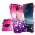 thumbnail image 5 of Cute Glitter Bling Diamond Bumper Ring Stand Phone Case for Tracfone/StraightTalk Samsung Galaxy J3 Orbit (S367VL) Case, Clear Kickstand Case Girls Women - Hot Pink/Purple, 5 of 5