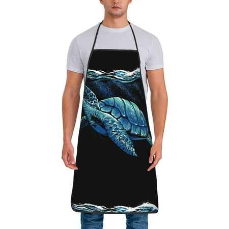 

Junzan Ocean Turtle Print Kitchen Cooking Aprons Chef Apron for Men and Women Professional for Cooking Bib Aprons for Kitchen/Crafting/BBQ/Drawing