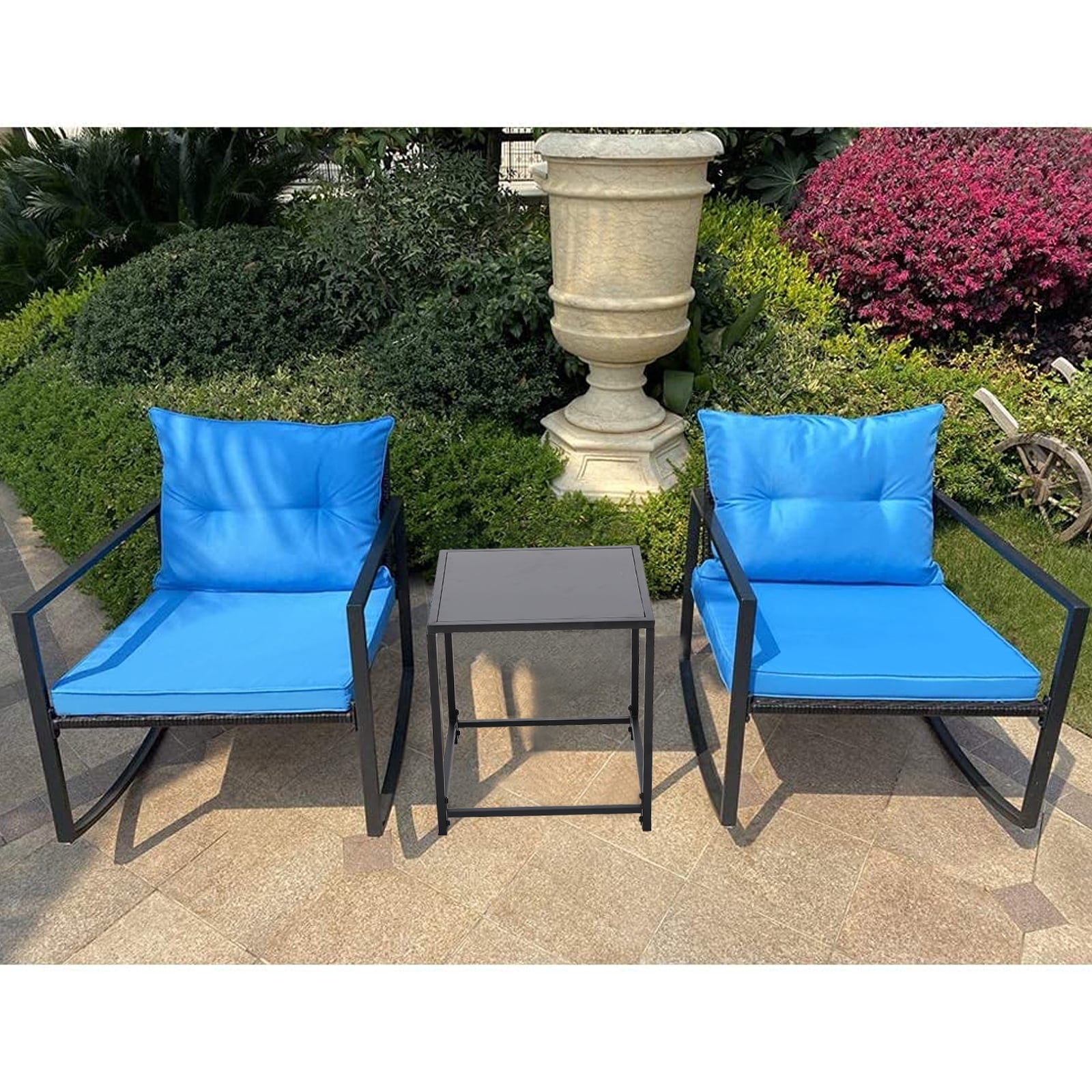 Indoor Outdoor Twilight Black Tropical Wicker Cushions ~ 3 Pc Cushion Set 