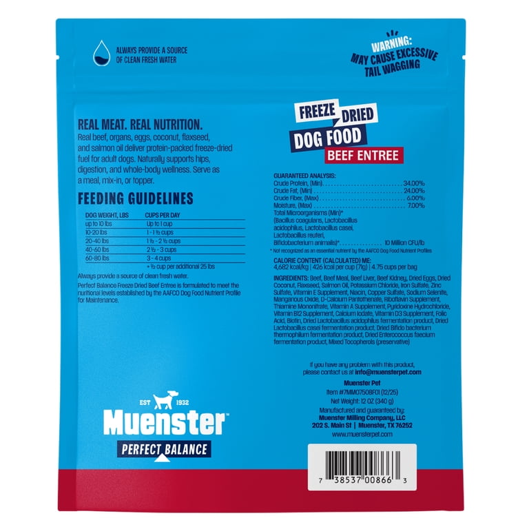 Muenster Perfect Balance Beef Bites Freeze-Dried Dog Food, 12 oz photo 3