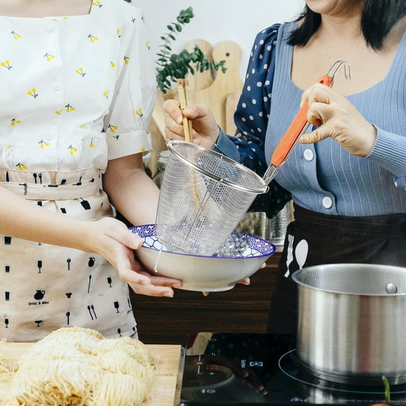 PAMINGONO 4Pcs Ramen Basket Stainless Steel Strainer Drain Water for Cooking Enthusiasts