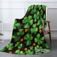 thumbnail image 2 of Spxubz St Patrick's Day Flannel Throw Blanket With Green Clover And Orange Flowers Pattern For Gift Home Sofa Bed Decoration 50x40 inch(1), 2 of 5