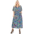 thumbnail image 5 of HAPPY BAY Women's Summer Loungewear African Beach Slit Dress Cover Up Caftan Kaftan Maxi Dresses for Women 2X-3X Sapphire, Floral, 5 of 5