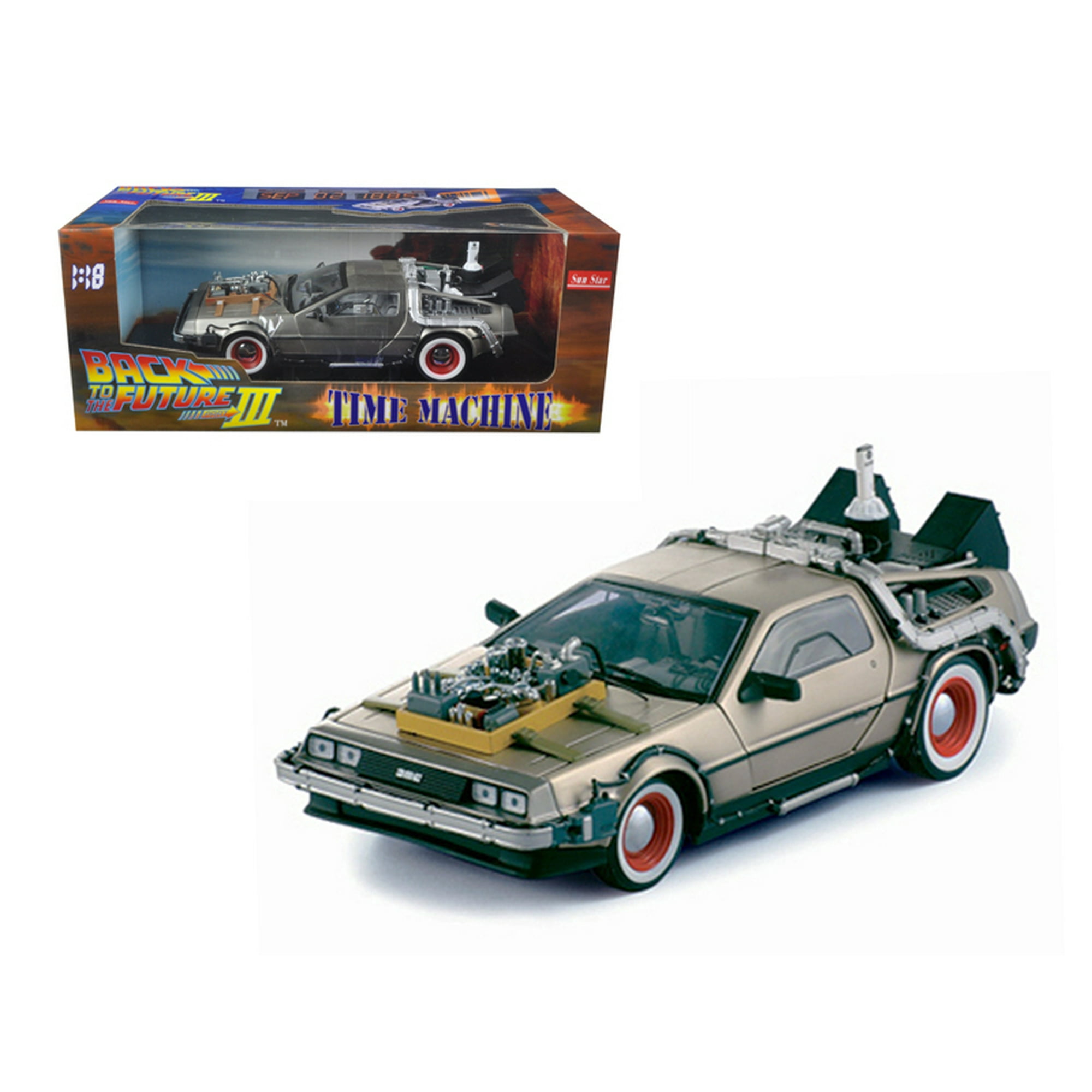 ④サンスター 1/18 バックトゥザフューチャーⅢ DELOREAN Sun Star Delorean Time Machine From Back To The Future III Movie 1