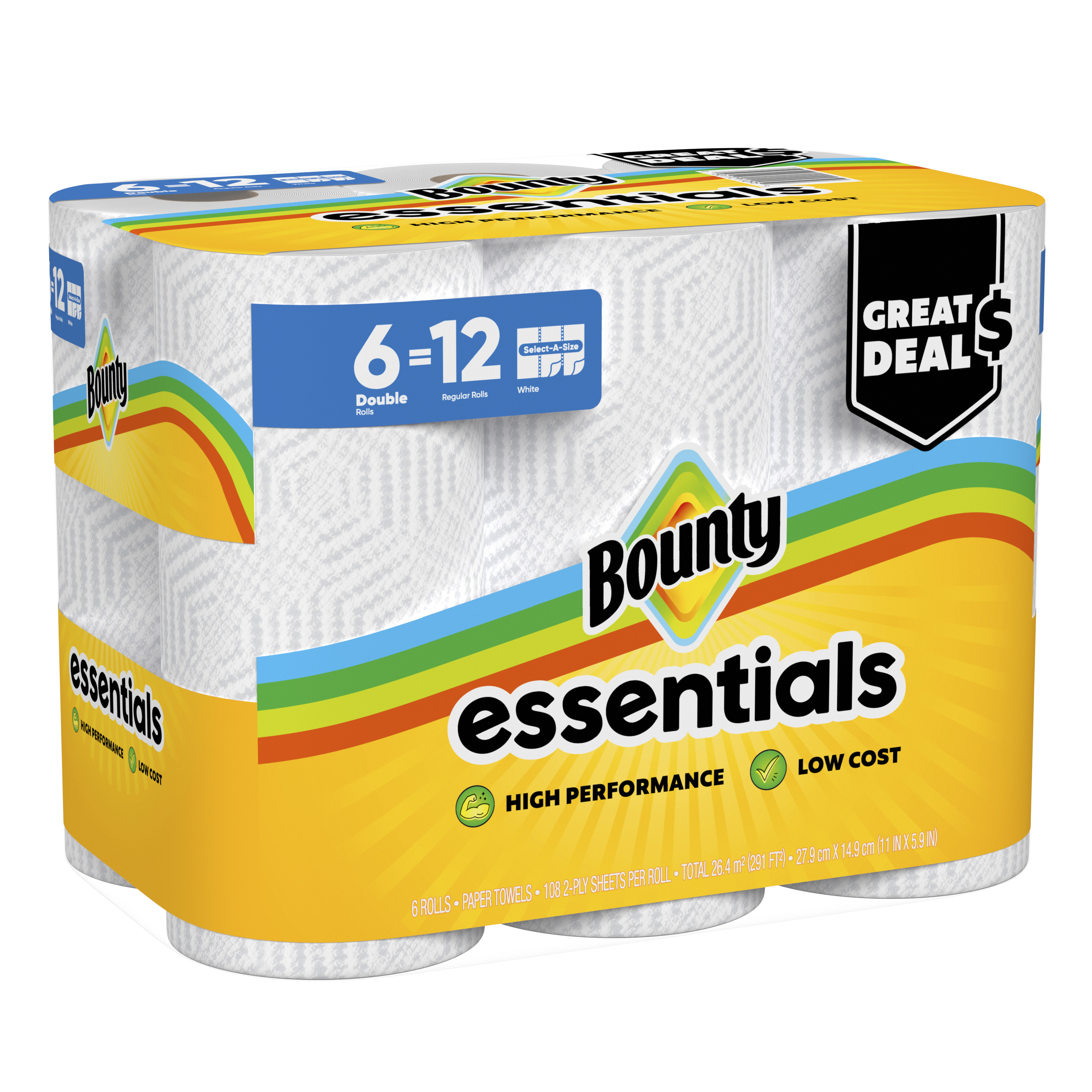 Bounty Essentials Select-A-Size Paper Towels, 6 Double Rolls photo 3