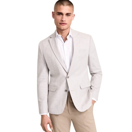 Bar Iii Mens Slim fit Sport Coat Blazer 36 R Light Grey Plaid Linen