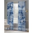 thumbnail image 3 of Navy Blue Coastal Sheer Curtains 108 Inch Length 2 Panels Set, Nautical Coral Starfish Shell Seahorse Ocean Voile Window Treatment Semi Sheer Long Curtains for Bedroom/Living Room/Kitchen 52"x108"x2, 3 of 7