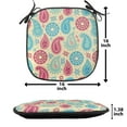 thumbnail image 5 of Paisley Chair Seating Cushion Set of 12, Retro Style Patterns and Flowers in Design Detailed Print, Seat Pads for Office with Anti-slip Backing, 16"x16", Turquoise Pink Cream, by Ambesonne, 5 of 7