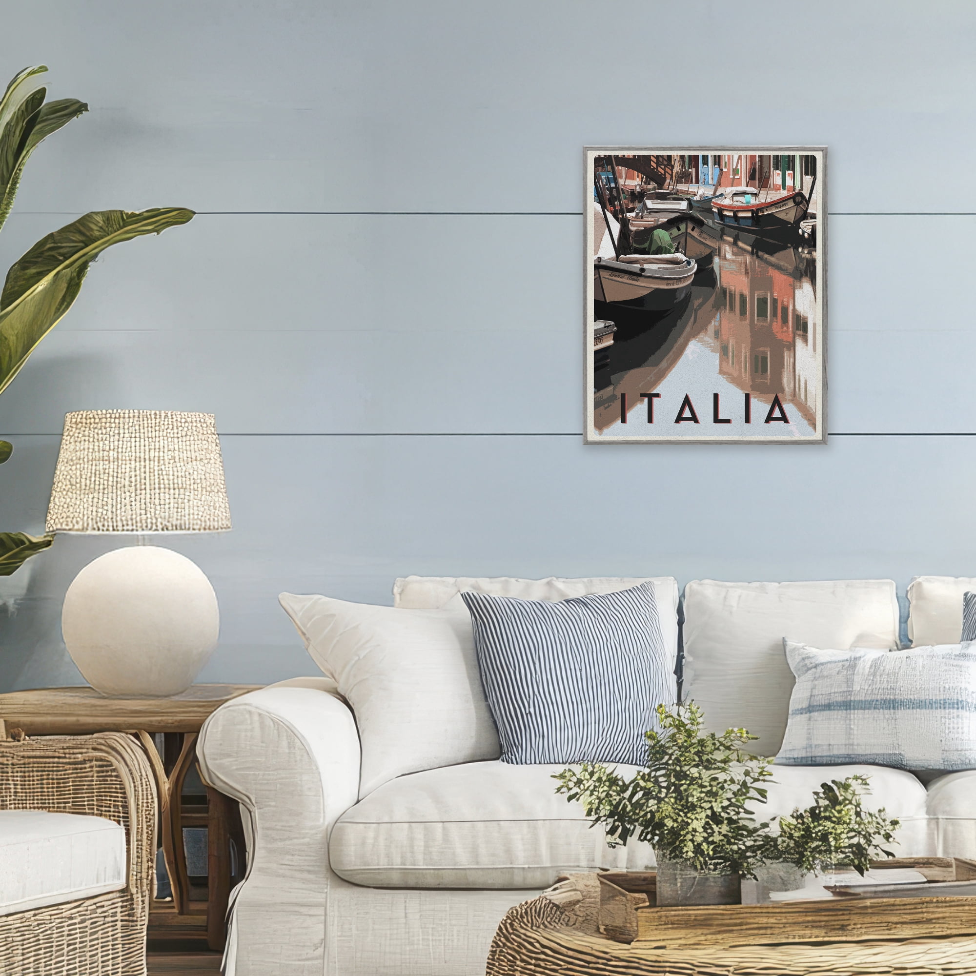 Stupell Industries Italia Canal Poster Gray Framed Giclee Art, design by Shelley Lake