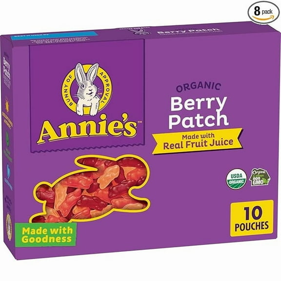 Annie's Organic Berry Patch Bunny Fruit Flavored Snacks, Gluten Free, 10 Pouches, 7 oz